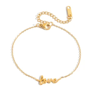 18K Gold PVD Stainless Steel LOVE Letter Bracelet
