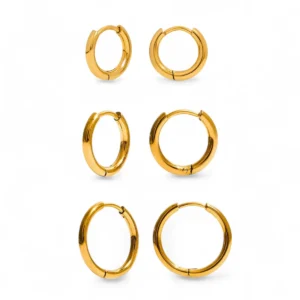 18K Gold PVD Stainless Steel Classic Huggie Hoop Earrings