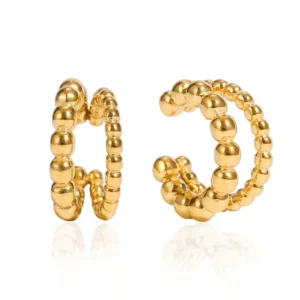 18K Gold PVD Stainless Steel Double Row Ball Ear Cuff