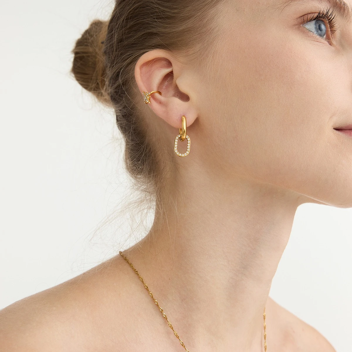 18K Gold PVD Stainless Steel North Star Ear Cuff - Image 7