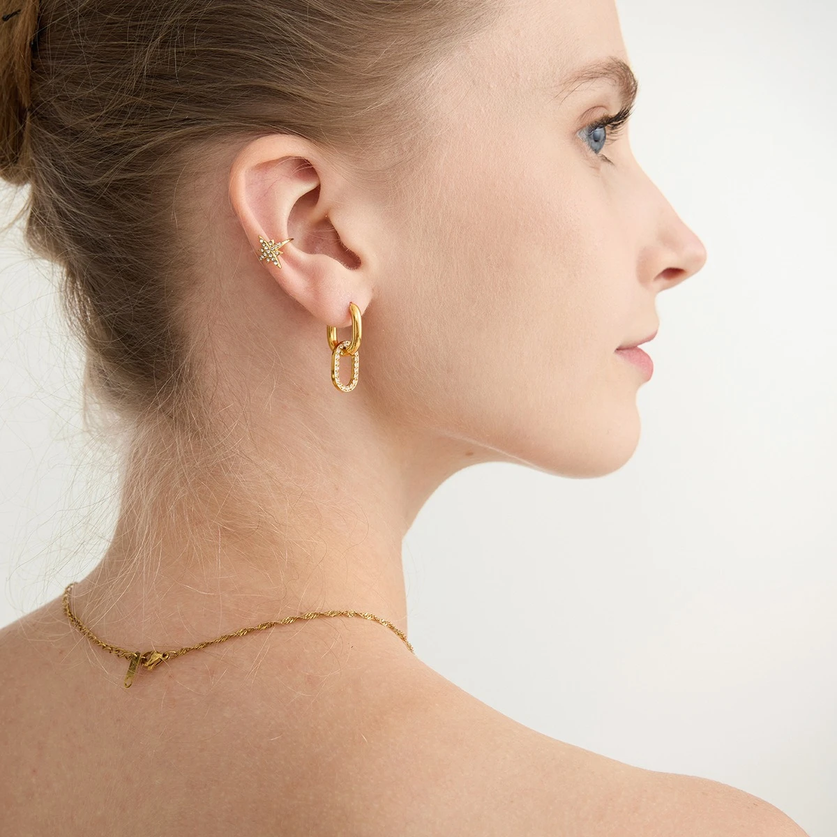 18K Gold PVD Stainless Steel North Star Ear Cuff - Image 5