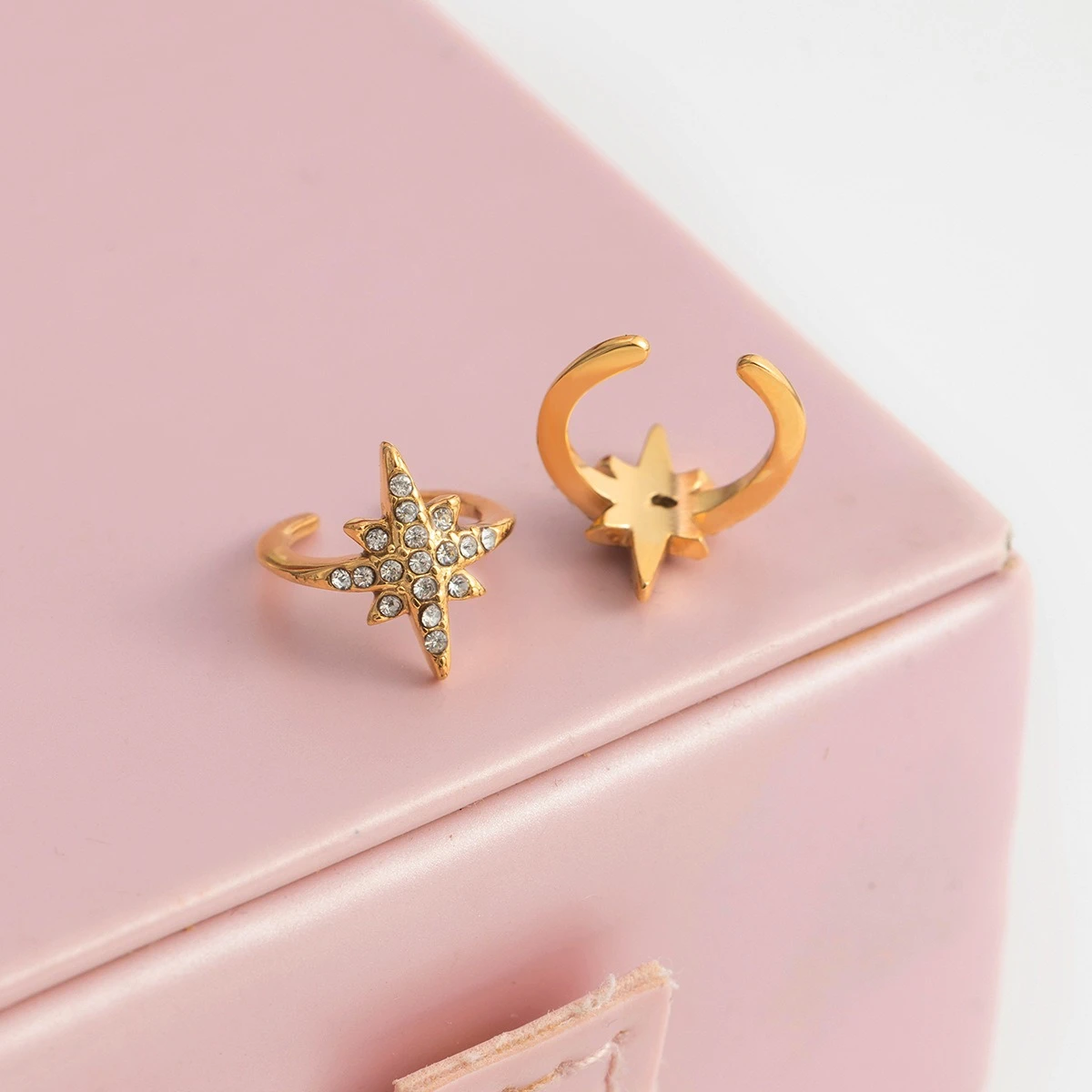 18K Gold PVD Stainless Steel North Star Ear Cuff - Image 3