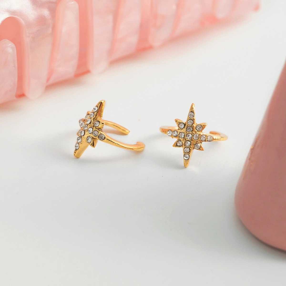18K Gold PVD Stainless Steel North Star Ear Cuff - Image 2